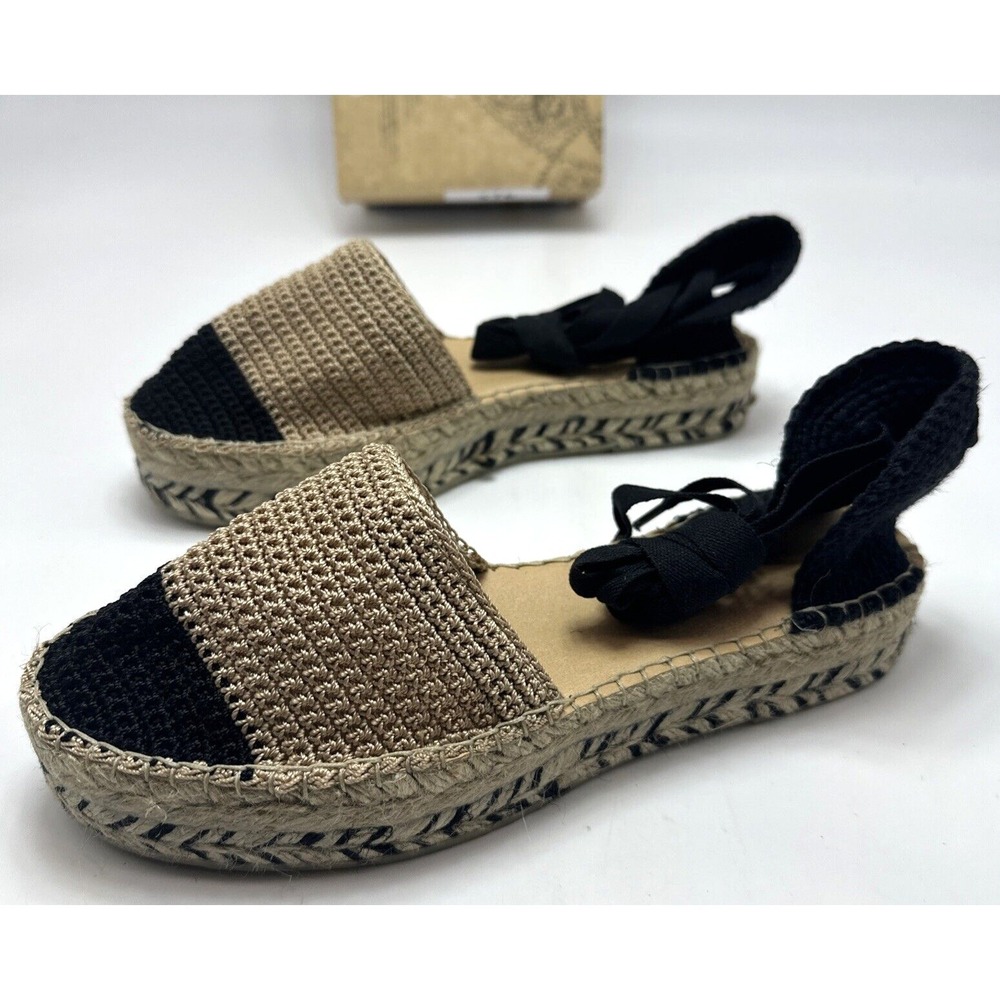 Free People Island Time Wrap Espadrille Sandal Black/Tan Size US Size 8.5 EU 39